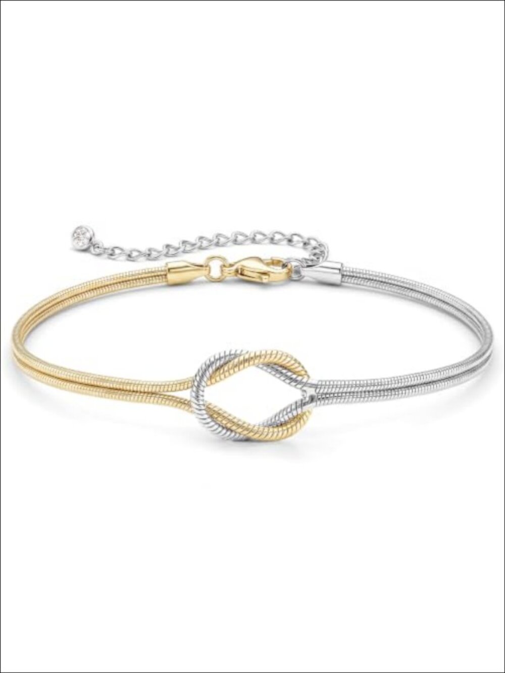 Love Knot Bracelet Silver Plated 14K Gold Plated Adjustable Two Tone